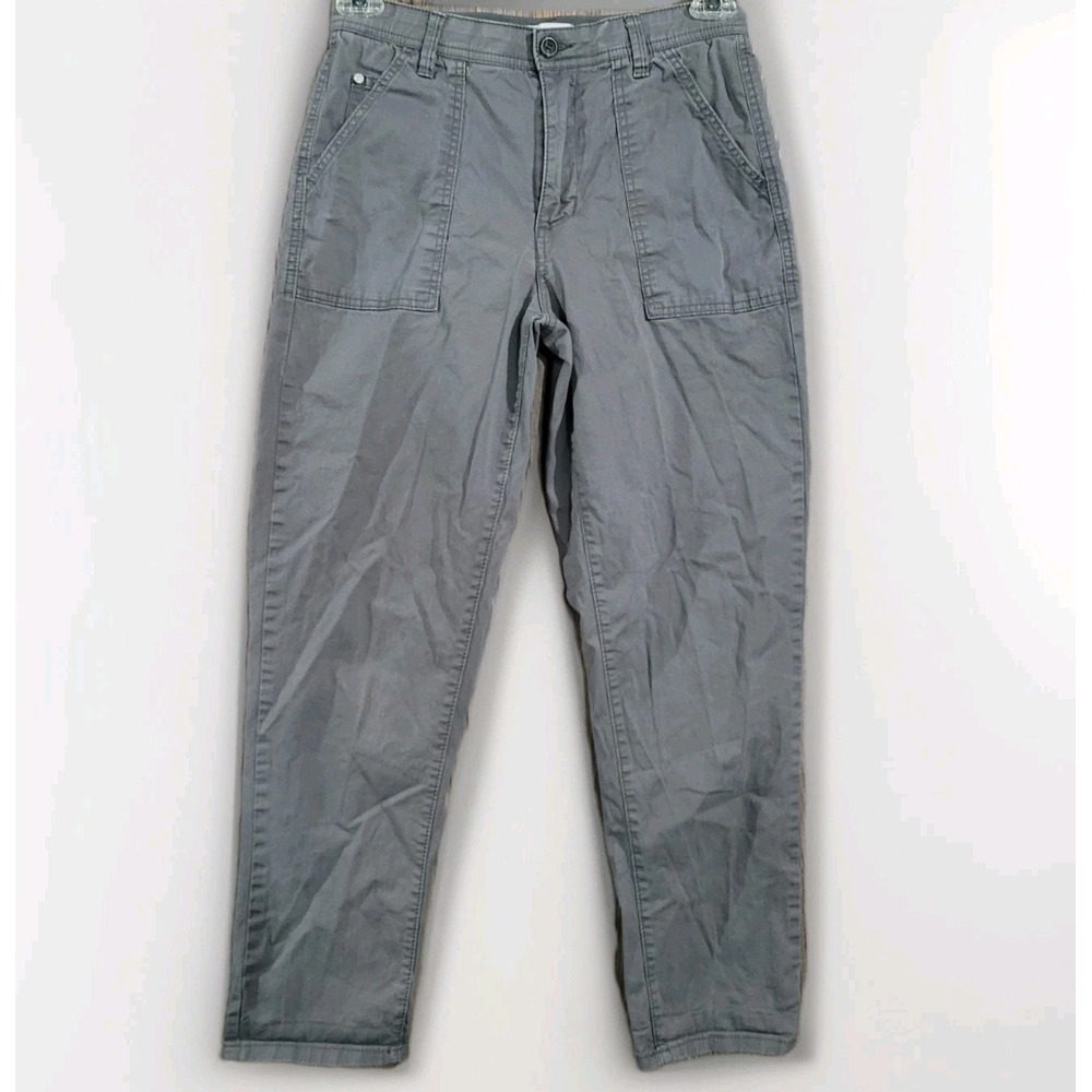 Curve Appeal Straight Leg Pants Sz 8/29 x 27 Gray Elastic Waist Utility Pockets